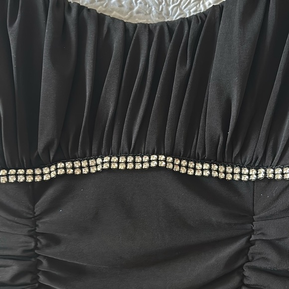 Ruby Rox Ruched Bodycon Rhinestone Spaghetti Strap Mini Dress - Picture 2 of 9